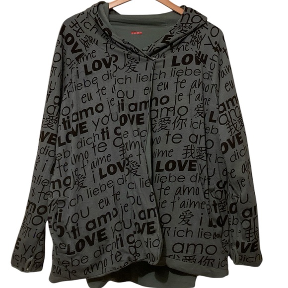 Peace Love World Reversible Oversized Hoodie - Picture 3 of 11